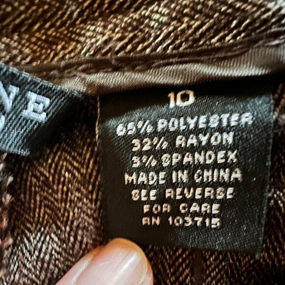 Larry Levine Brown Herringbone Wide Leg Trousers - 10 - Picture 4 of 5